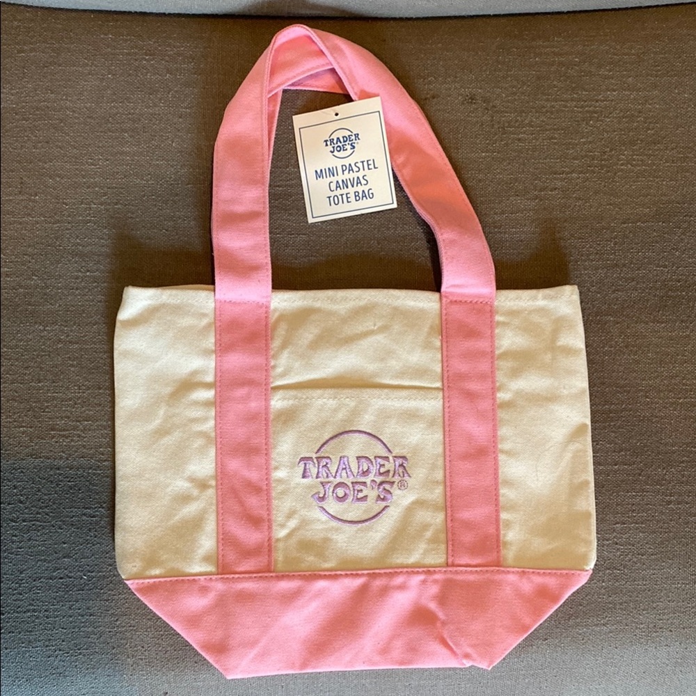 NWT Trader Joe’s mini tote Easter colors- pink